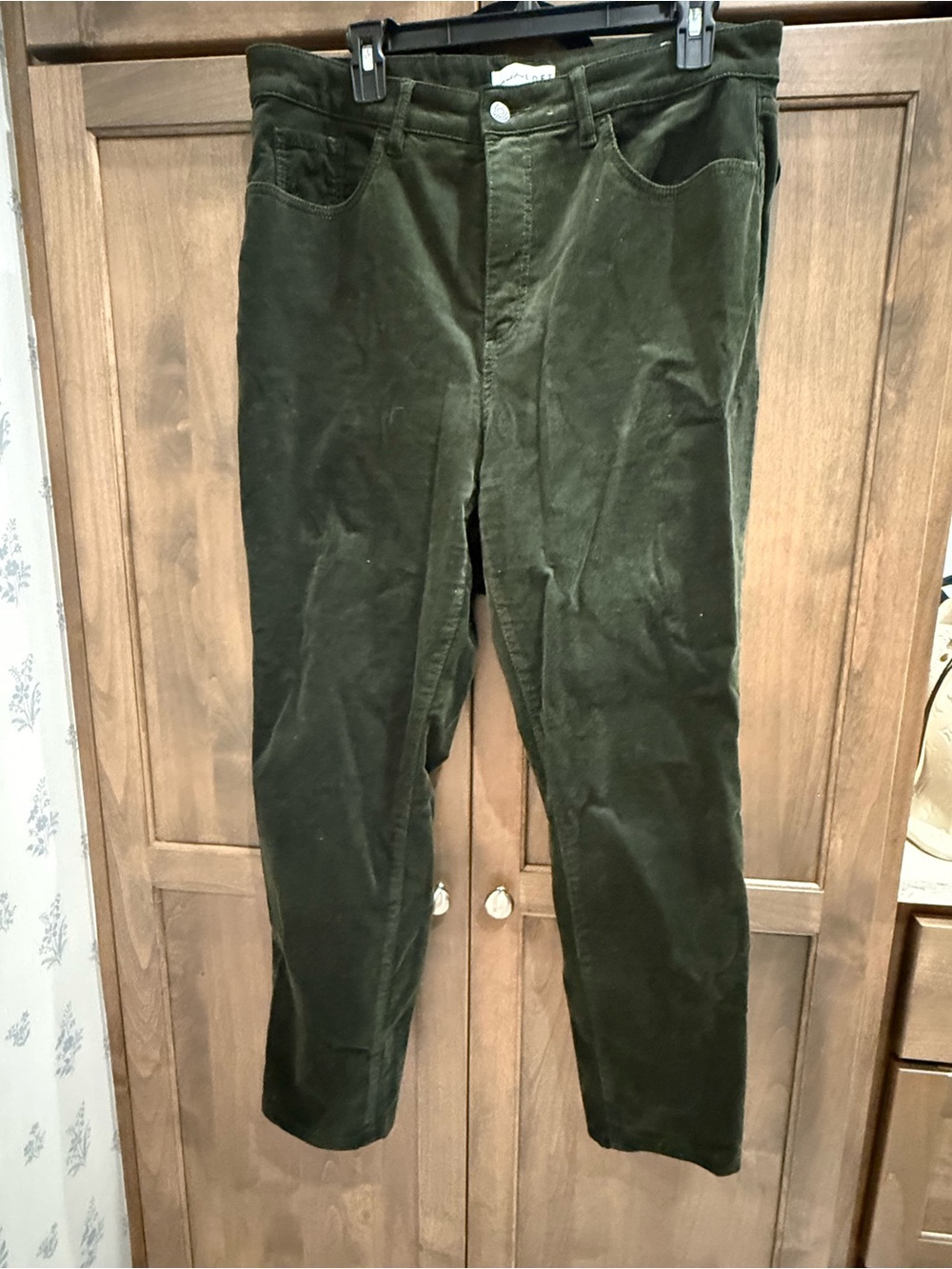 LOFT Olive Green Corduroy High-Rise Pants